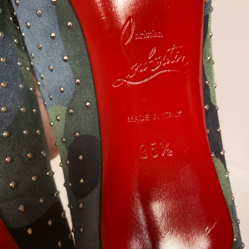 Christian Louboutin Kate plume suede pumps heels camo 35.5 - Picture 10 of 13